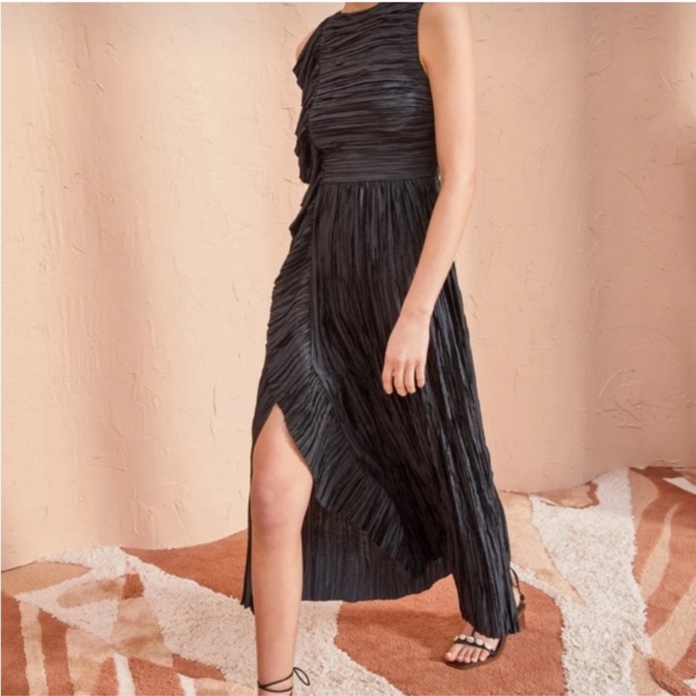 ULLA JOHNSON Circe Gown Noir Black Pleated Sz 6 - Picture 3 of 5
